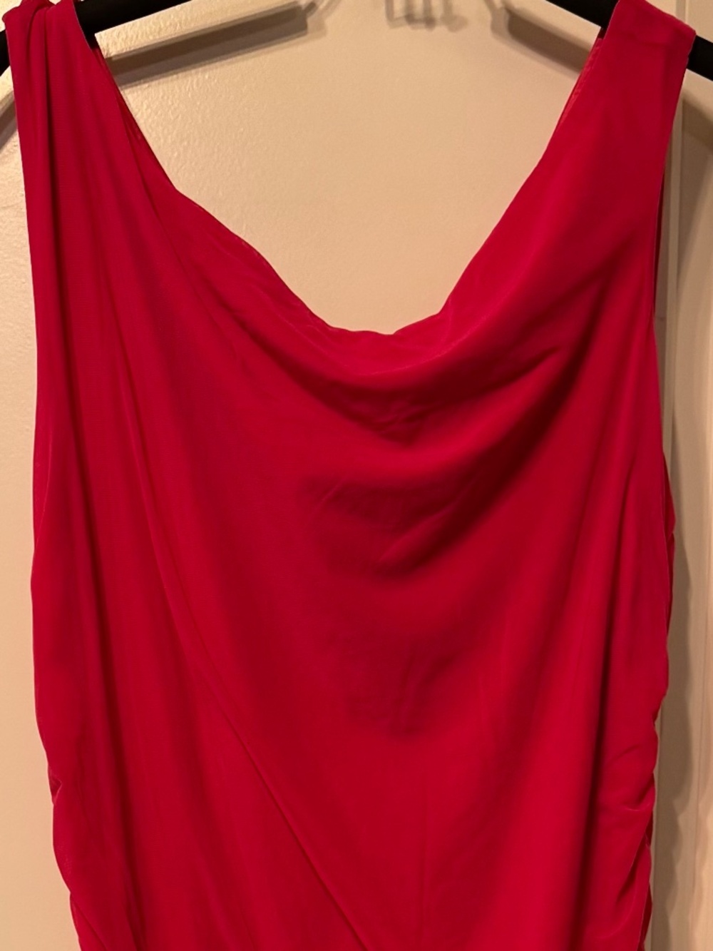 BTFBM Raspberry Ruched Maxi Dress XXXL Cowl Neck Open Lace-Up Back Bodycon